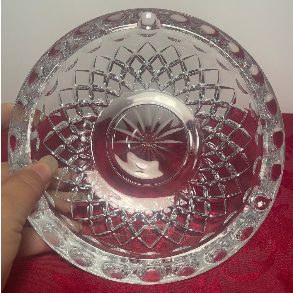 Vintage Princess House Crystal Ashtray Royal Highlights Diamond Pattern 7" Heavy - Picture 4 of 9